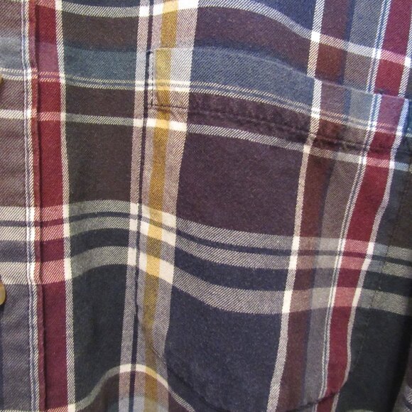 Vintage Viyella London Shirt Blue Flannel Plaid Canada Cotton Wool Blend 1X Tall - Picture 7 of 10